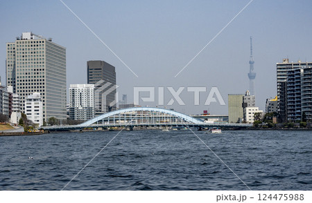 隅田川と晴海運河沿いの風景 隅田川と晴海運河沿いの風景 124475988