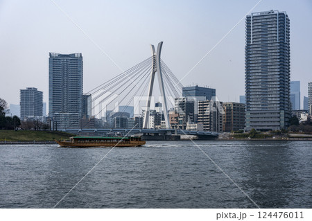 隅田川と晴海運河沿いの風景 124476011