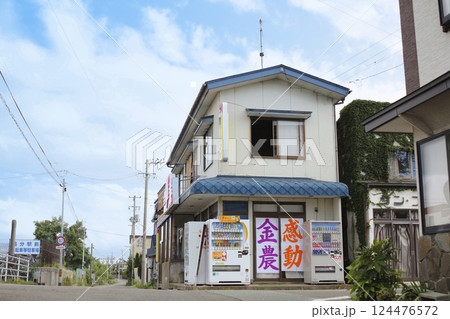 日本の地方の町並み 駅近くの商店 日本の地方の町並み 駅近くの商店 124476572