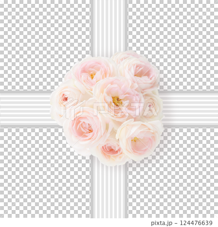 Ribbon frame illustration background gray stripes pastel pink bouquet celebrations funerals ceremonies 124476639