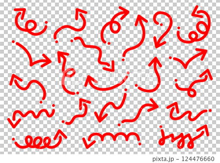 Hand-drawn red arrow set Hand-drawn red arrow set 124476660