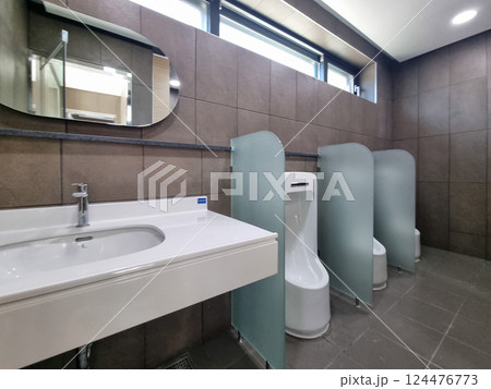 interior of a public toilet interior of a public toilet 124476773