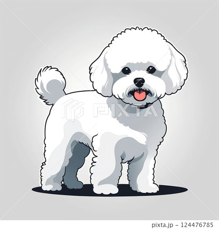 綿毛のようにふわふわとした純白の被毛のビションフリーゼ 124476785