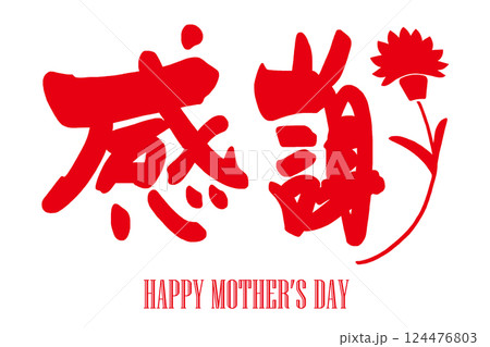 筆文字　感謝（カーネーション）HAPPY MOTHER'S DAY .n 124476803