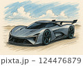 メタリックグレーのスーパーカー 124476879