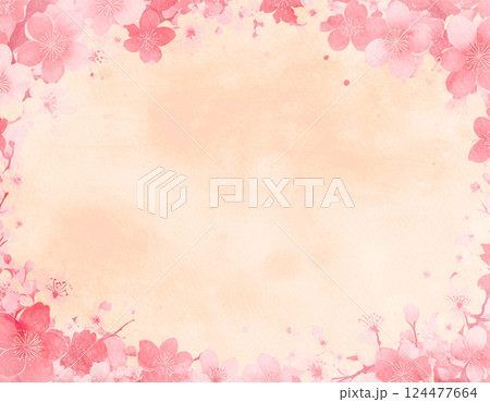 桜のフレーム　水彩イラスト 124477664