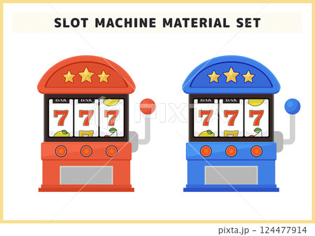 7が揃ったスロットマシンのイラスト素材セット 124477914