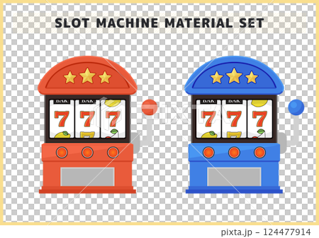7が揃ったスロットマシンのイラスト素材セット 124477914