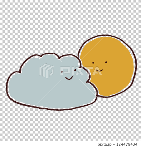 Cute illustration of a cloud and a crescent moon 124478434