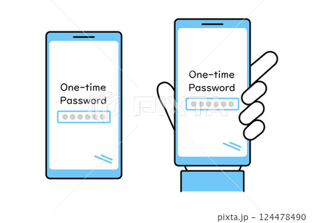 ワンタイムパスワードを入力したスマートフォンのイラスト 124478490