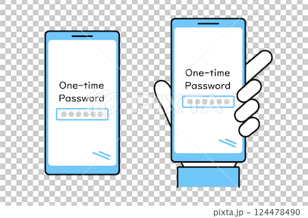 ワンタイムパスワードを入力したスマートフォンのイラスト 124478490