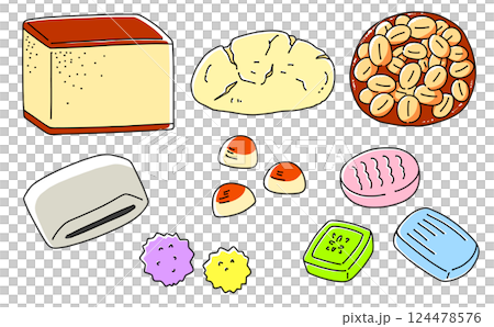 Loose and simple Japanese sweets set 6 - solid color Loose and simple Japanese sweets set 6 - solid color 124478576