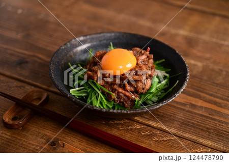 水菜と肉味噌のおつまみ 水菜と肉味噌のおつまみ 124478790