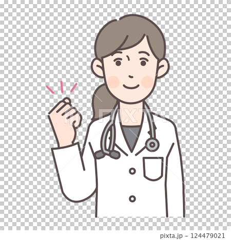 A female doctor posing her fist in the air A female doctor posing her fist in the air 124479021