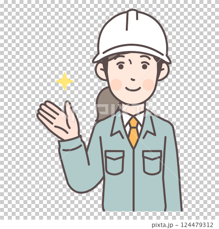 Guiding construction worker woman 124479312
