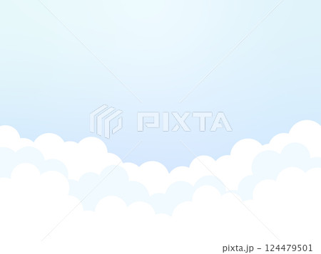 シンプルな3段の雲と幻想的な空のイラスト 124479501