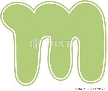 Pastel lowercase letter m with white border Bold font 124479572