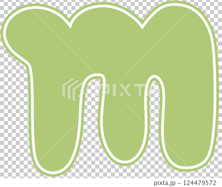 Pastel lowercase letter m with white border Bold font 124479572