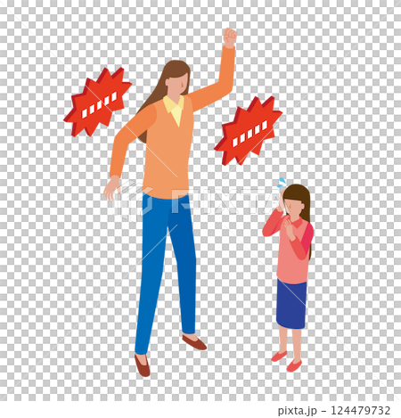 子どもを怒鳴りつける母親 子どもを怒鳴りつける母親 124479732