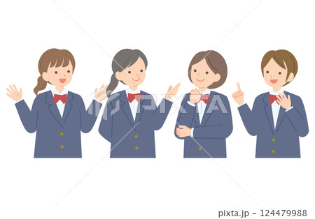制服姿の女子学生4人 制服姿の女子学生4人 124479988