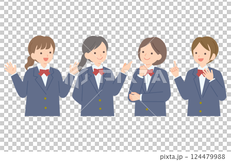 制服姿の女子学生4人 制服姿の女子学生4人 124479988