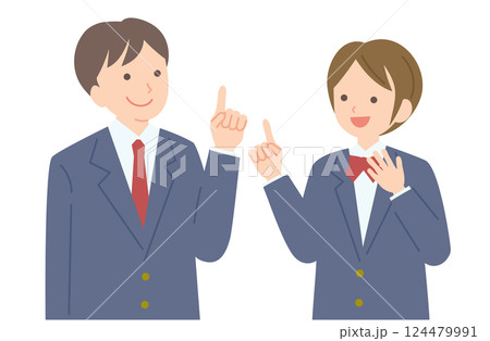 制服姿の男女学生C 124479991