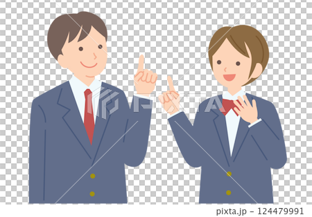 制服姿の男女学生C 124479991
