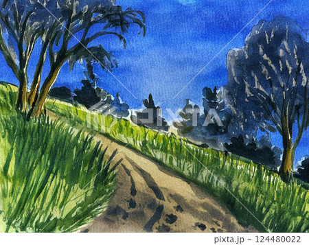 水彩で描いたオフロードコース 124480022