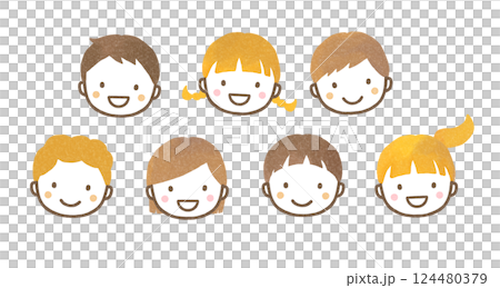 Smiling children's faces icon set 124480379