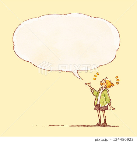 【フキダシ】話す男の子と吹き出し 124480922