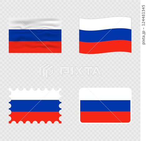 Russia national flag in four different styles. 124481345