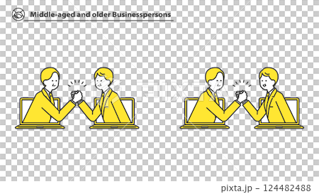 中年商人在網路上握手 124482488