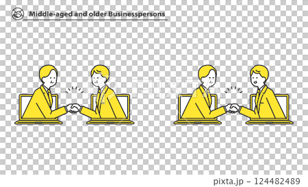 中年商人在網路上握手 中年商人在網路上握手 124482489