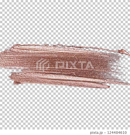 Rose gold paint brush smear stroke. Abstract gold glittering textured stain on transparent background. PNG. This is AI-generated item 124484610