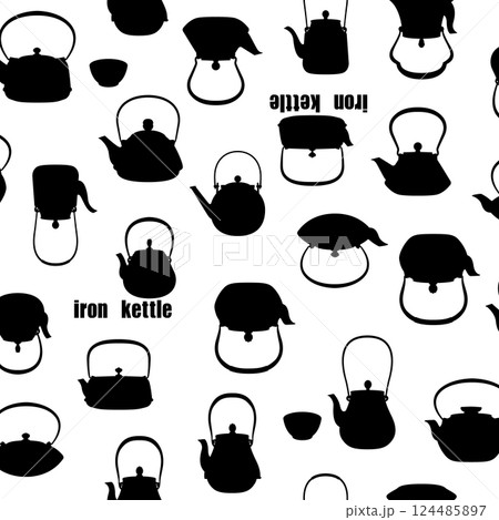 日本の古風なやかんの柄, 124485897