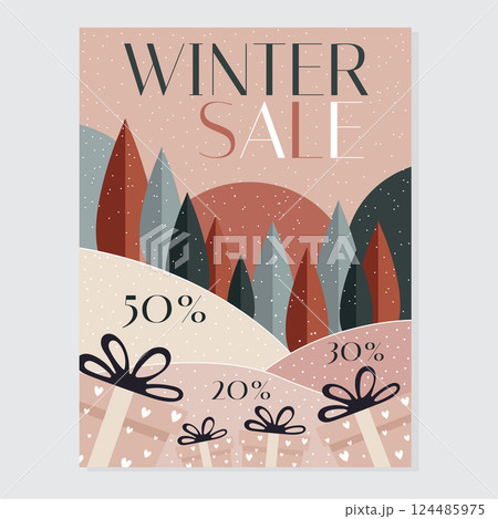 Winter Sale Minimalistic Poster Design 124485975