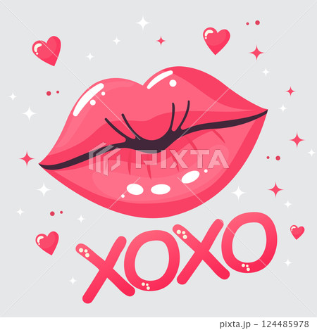 XO XO Lips Flat Vector Illustration XO XO Lips Flat Vector Illustration 124485978