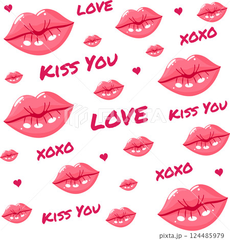 Xo xo Lips Seamless Pattern Design Xo xo Lips Seamless Pattern Design 124485979