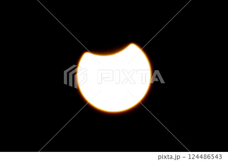 Partial solar eclipse. Eclipse seen from Spain, visible thanks to the country's clear skies. Eclipse of 2025. Partial solar eclipse. Eclipse seen from Spain, visible thanks to the country's clear skies. Eclipse of 2025. 124486543