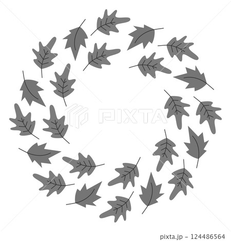 Oak Maple Autumn leaves Grayscale Circular Frame border Autumn Minimalistic Copy space Template idea Oak Maple Autumn leaves Grayscale Circular Frame border Autumn Minimalistic Copy space Template idea 124486564