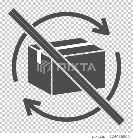 荷物や商品の返品・交換不可を表すダンボールのベクターアイコンイラスト素材 荷物や商品の返品・交換不可を表すダンボールのベクターアイコンイラスト素材 124486800