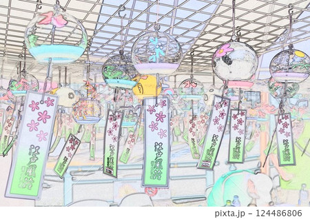 イラストCG画像 夏の風物詩ふうりん1 124486806