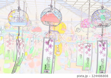イラストCG画像 夏の風物詩ふうりん3 124486808