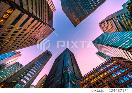 日本の東京都市景観 大手町の摩天楼などを望む＝3月21日 124487174