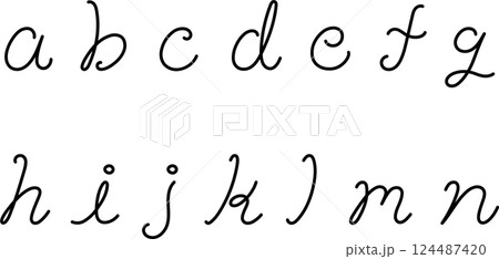 ペン字風の一筆書き風のアルファベット（a〜n） 124487420