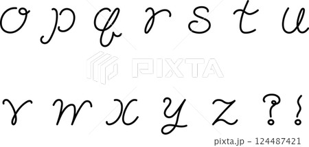 ペン字風の一筆書き風のアルファベット（o〜z） 124487421