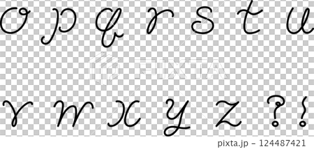 ペン字風の一筆書き風のアルファベット（o〜z） 124487421
