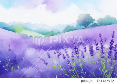 ラベンダー　※春の花の背景素材 124487512