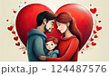 大きなハートと家族 124487576