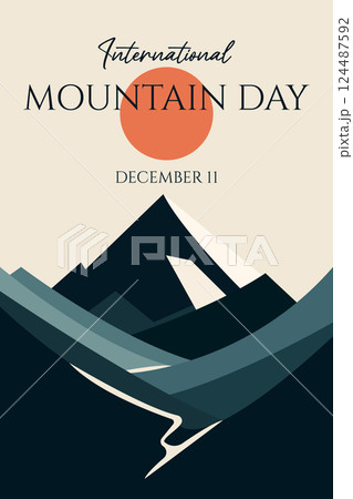 International Mountain Day December 11 Minimalistic Flat Poster Design 124487592